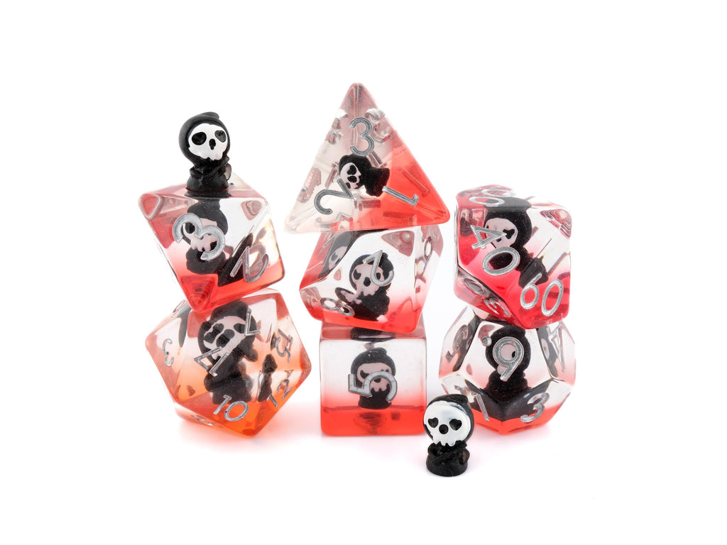 Grim Reaper DnD Dice Set | 7 Piece RPG Dice | Ghost Blood Dice | Spirit Dice | Dungeons & Dragons | Supernatural Dice | Tabletop RPG Gift