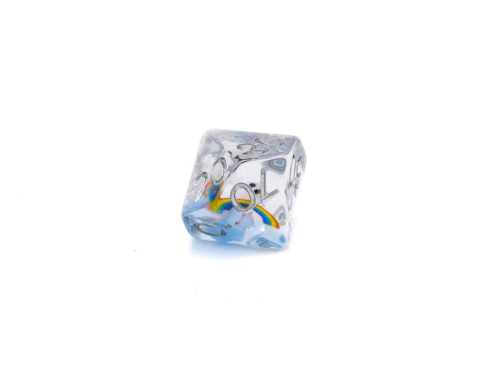 Rainbow Bear DnD Dice Set | 7 Piece Resin RPG Dice | Colorful Cute Teddy Bear | Rainbow Dice | Dungeons & Dragons | Nerdy Gamer Gift