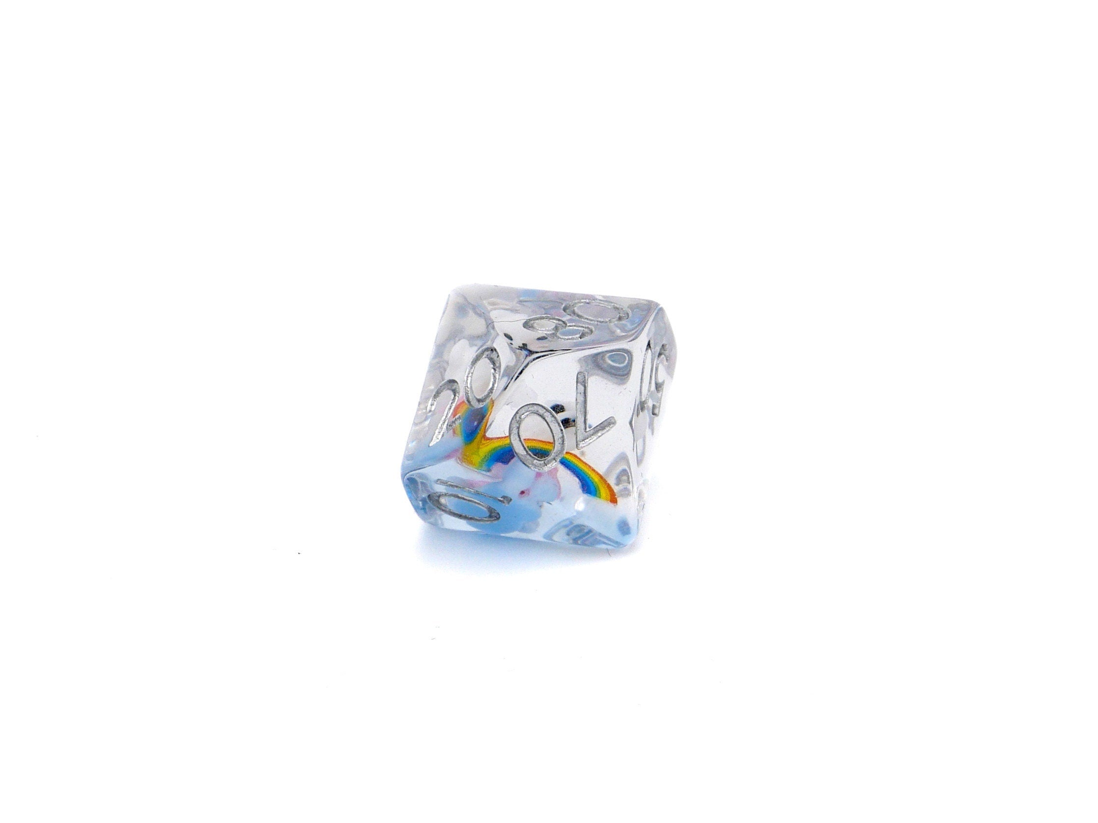 Rainbow Bear DnD Dice Set | 7 Piece Resin RPG Dice | Colorful Cute Teddy Bear | Rainbow Dice | Dungeons & Dragons | Nerdy Gamer Gift