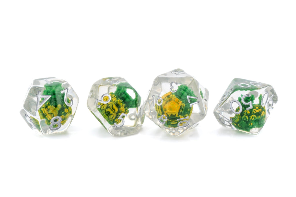 Pineapple Resin DnD Dice Set: 7 Piece Tropical Fruit RPG Dice