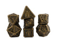 Cleric Metal DnD Dice Set: 7 Piece Skulls and Holy Symbols RPG Dice