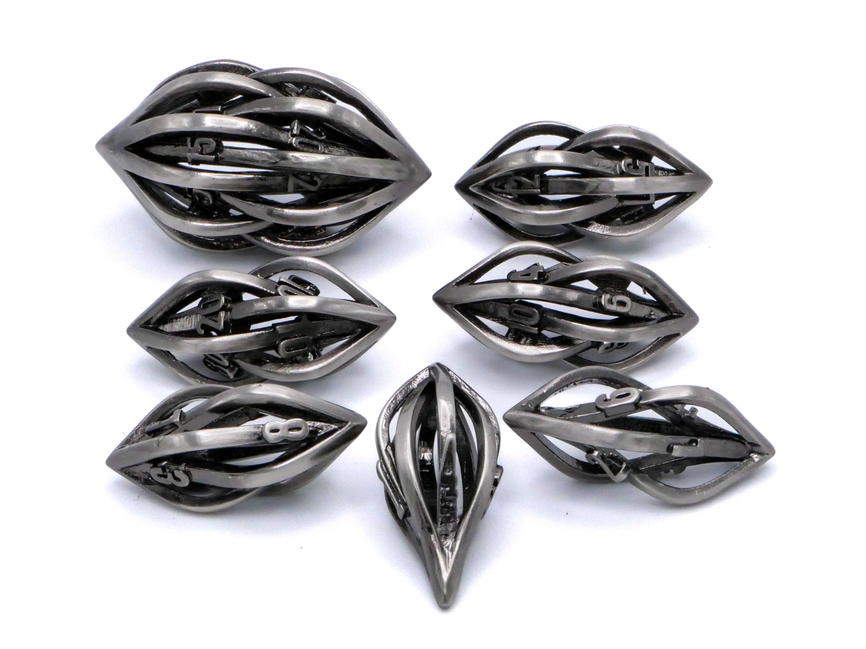 Arcanum Metal DnD Dice Set: Carved Hollow RPG Dice