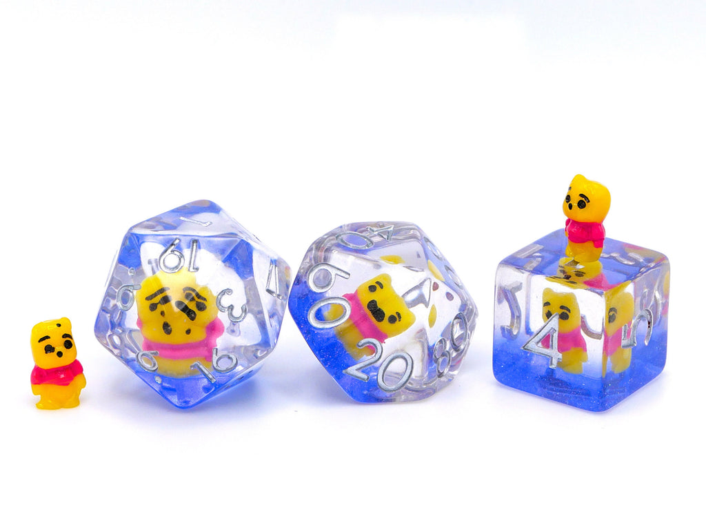 Winnie the Pooh Bear DnD Dice Set: 7 Piece Resin RPG Dice