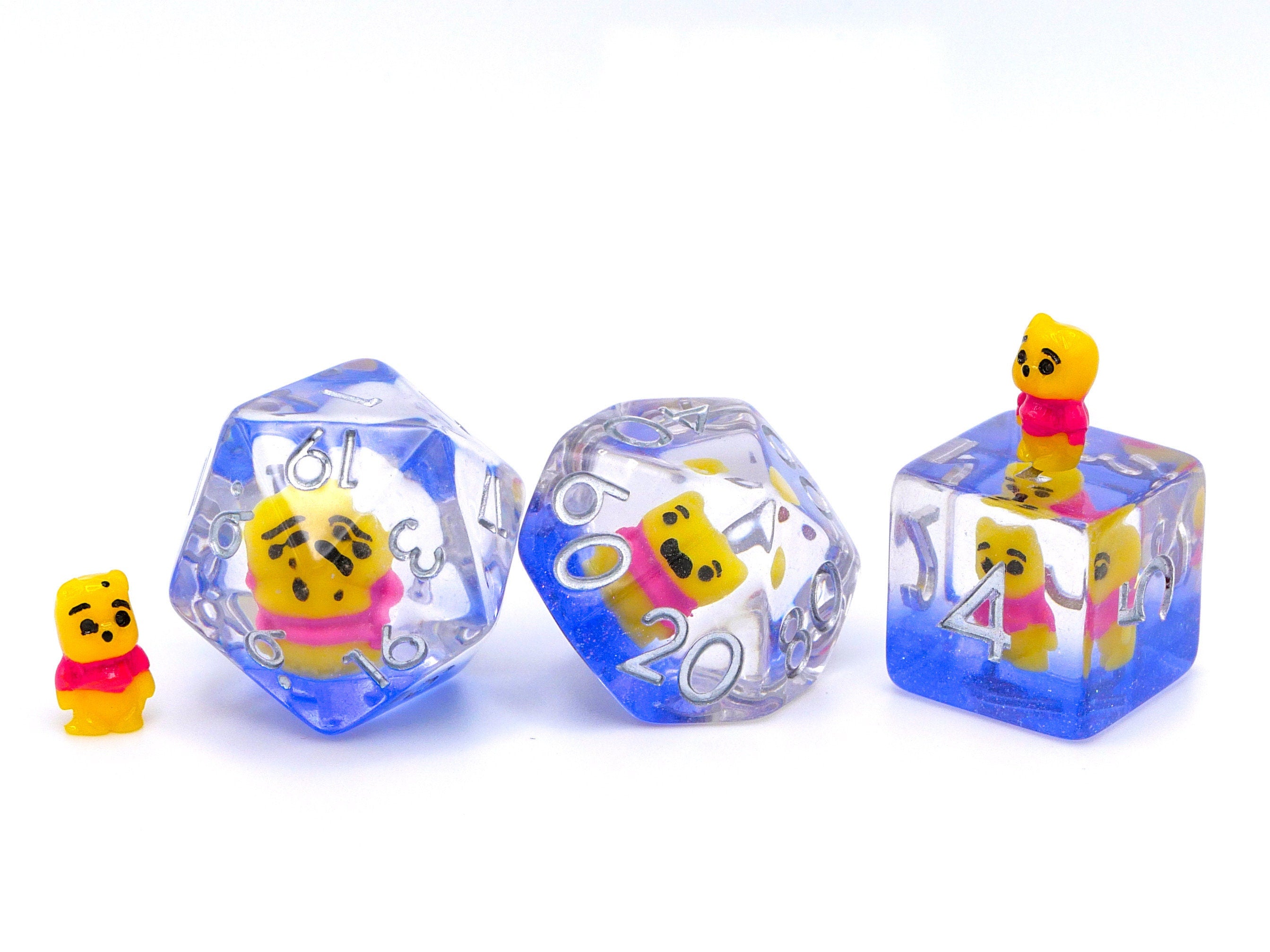 Winnie the Pooh Bear DnD Dice Set: 7 Piece Resin RPG Dice