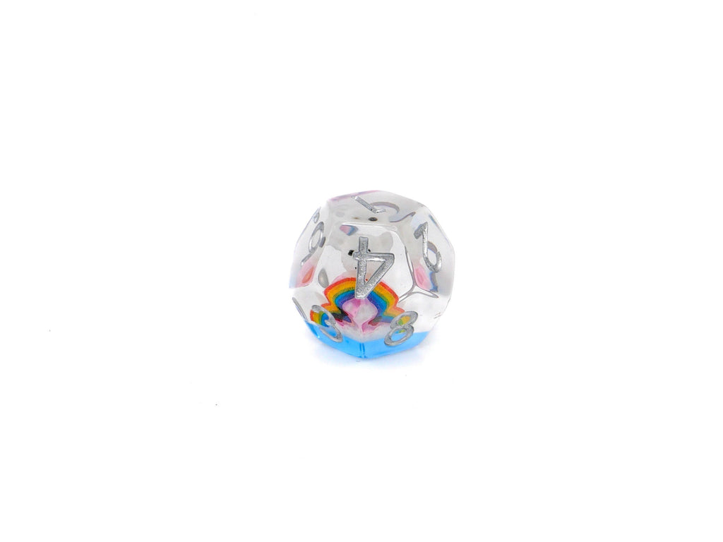 Rainbow Bear DnD Dice Set | 7 Piece Resin RPG Dice | Colorful Cute Teddy Bear | Rainbow Dice | Dungeons & Dragons | Nerdy Gamer Gift