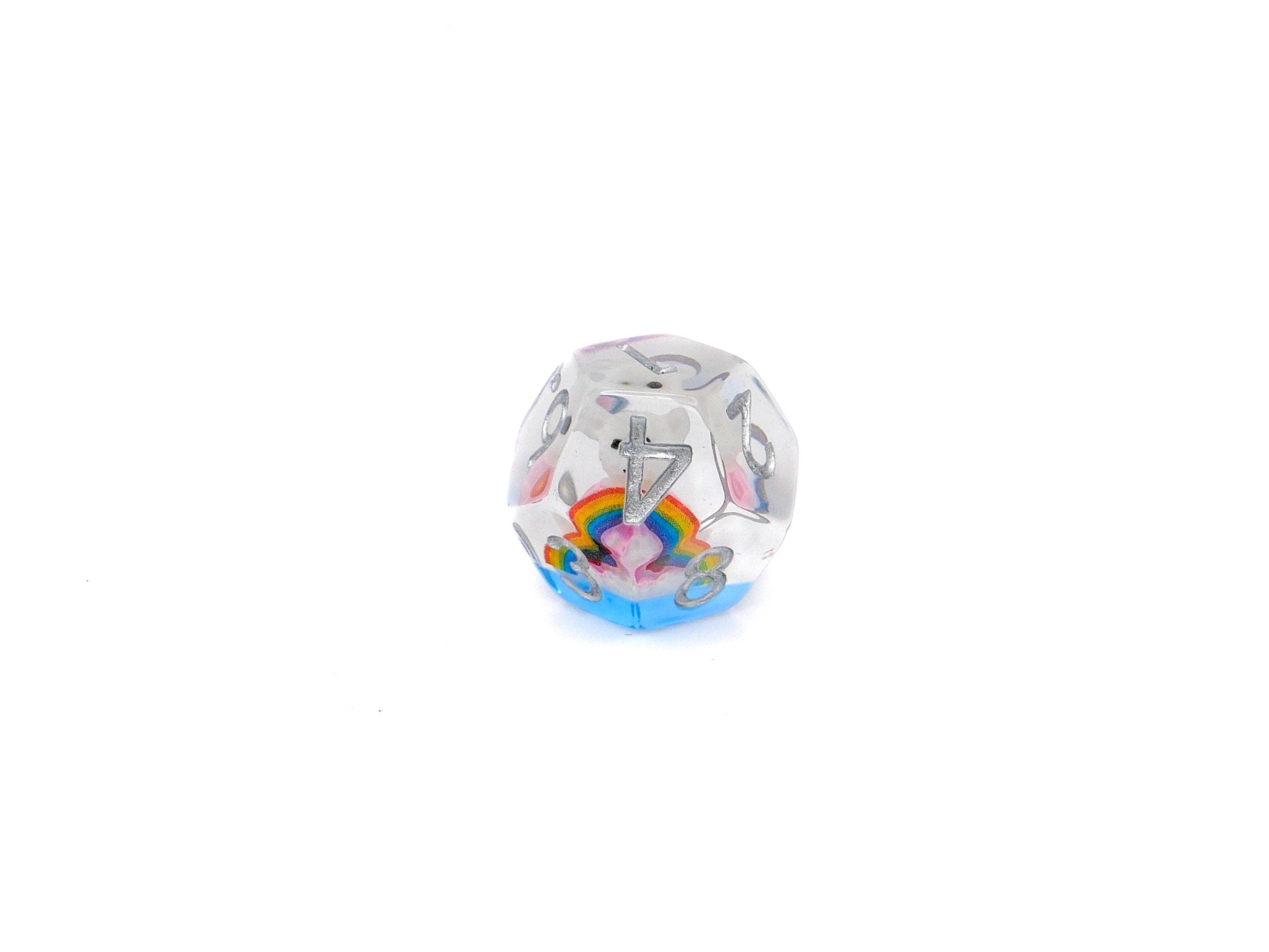 Rainbow Bear DnD Dice Set | 7 Piece Resin RPG Dice | Colorful Cute Teddy Bear | Rainbow Dice | Dungeons & Dragons | Nerdy Gamer Gift