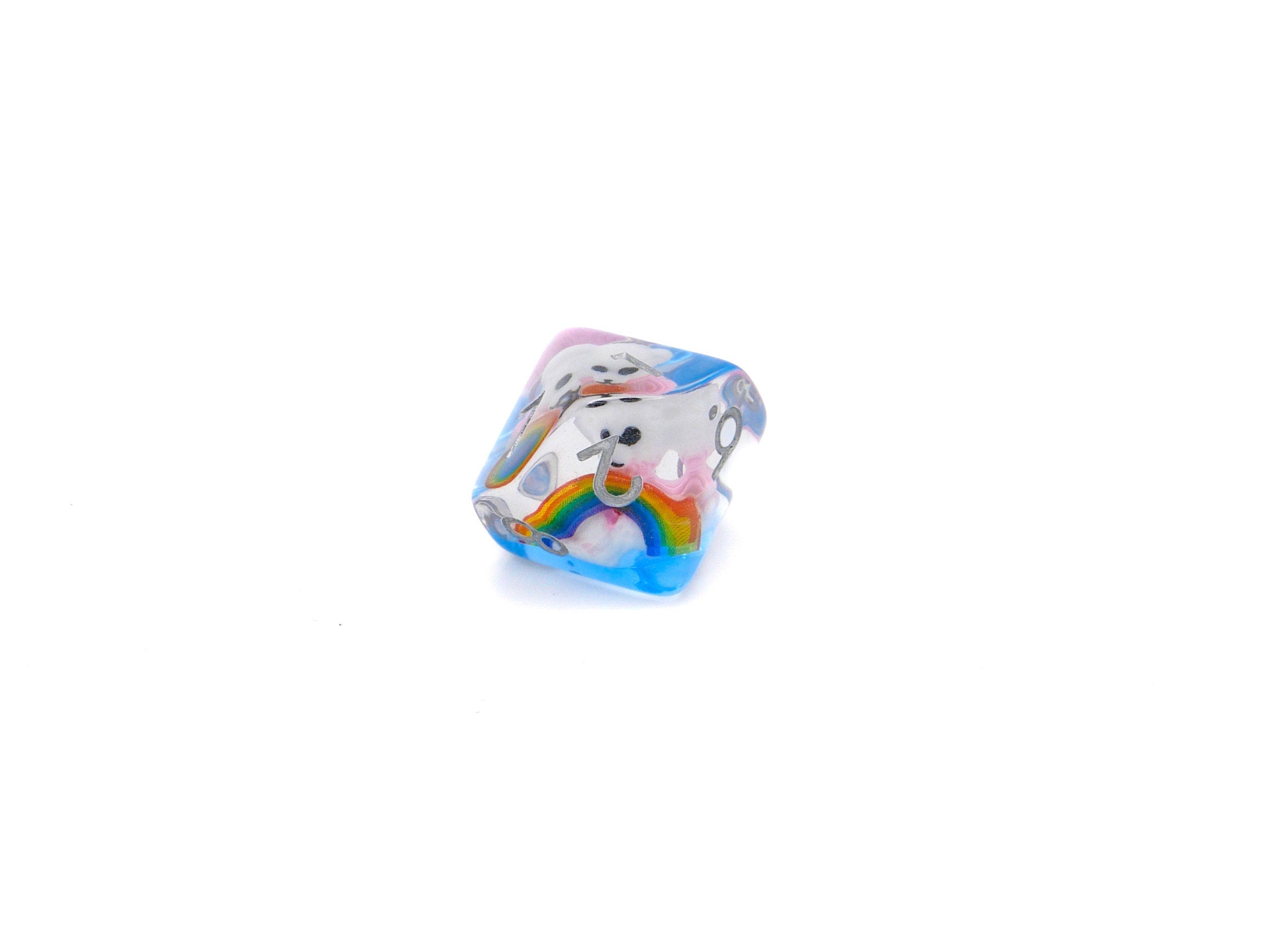 Rainbow Bear DnD Dice Set | 7 Piece Resin RPG Dice | Colorful Cute Teddy Bear | Rainbow Dice | Dungeons & Dragons | Nerdy Gamer Gift