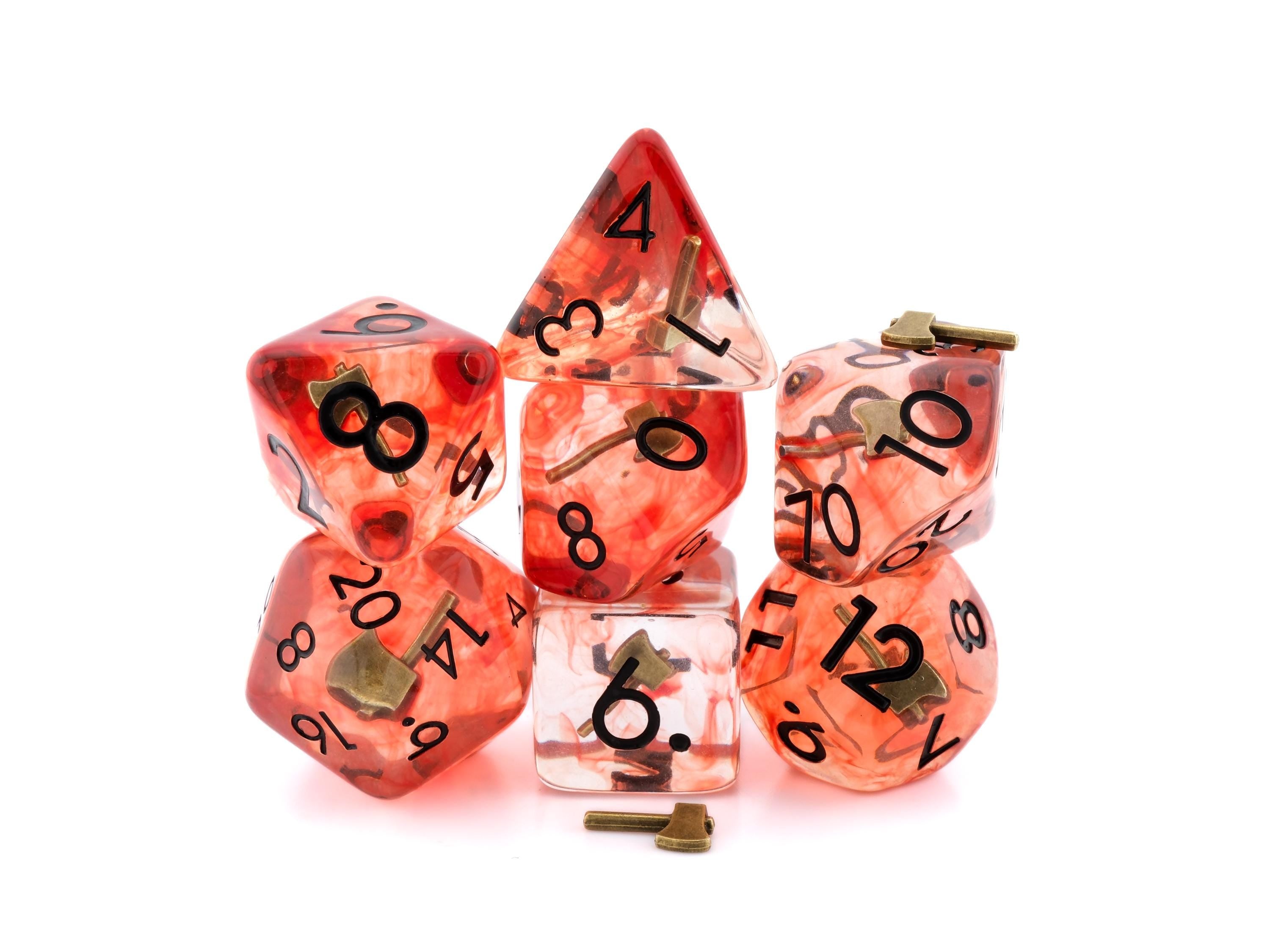 Axe Resin DnD Dice Set: 7 Piece Medieval RPG Dice