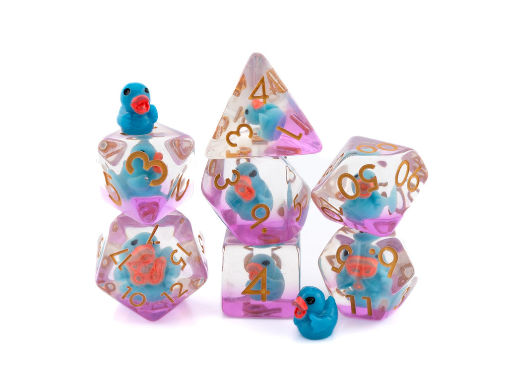 Rubber Duck Resin DnD Dice Set: 7-Piece Bird RPG Dice