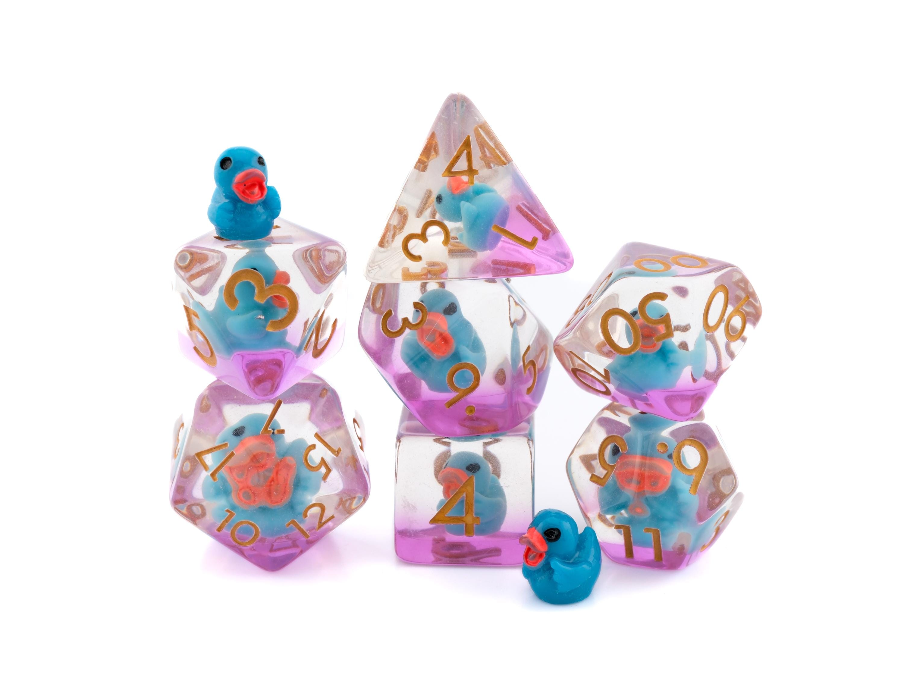 Rubber Duck Resin DnD Dice Set: 7-Piece Bird RPG Dice