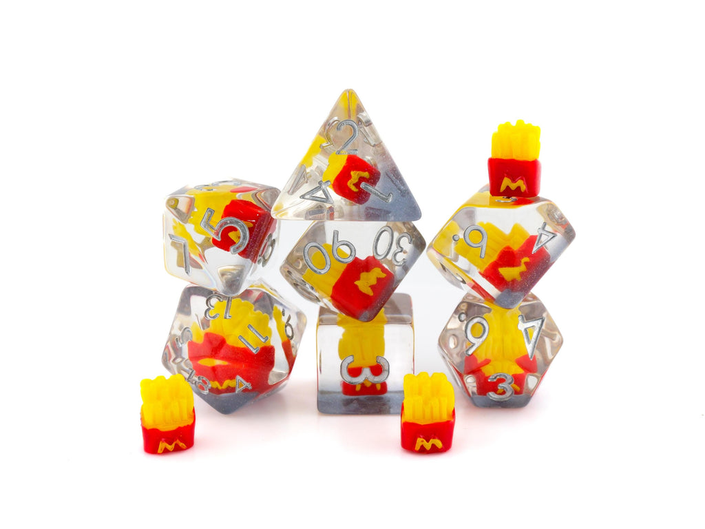Fries Resin DnD Dice Set: 7-Piece Fast Food RPG Dice