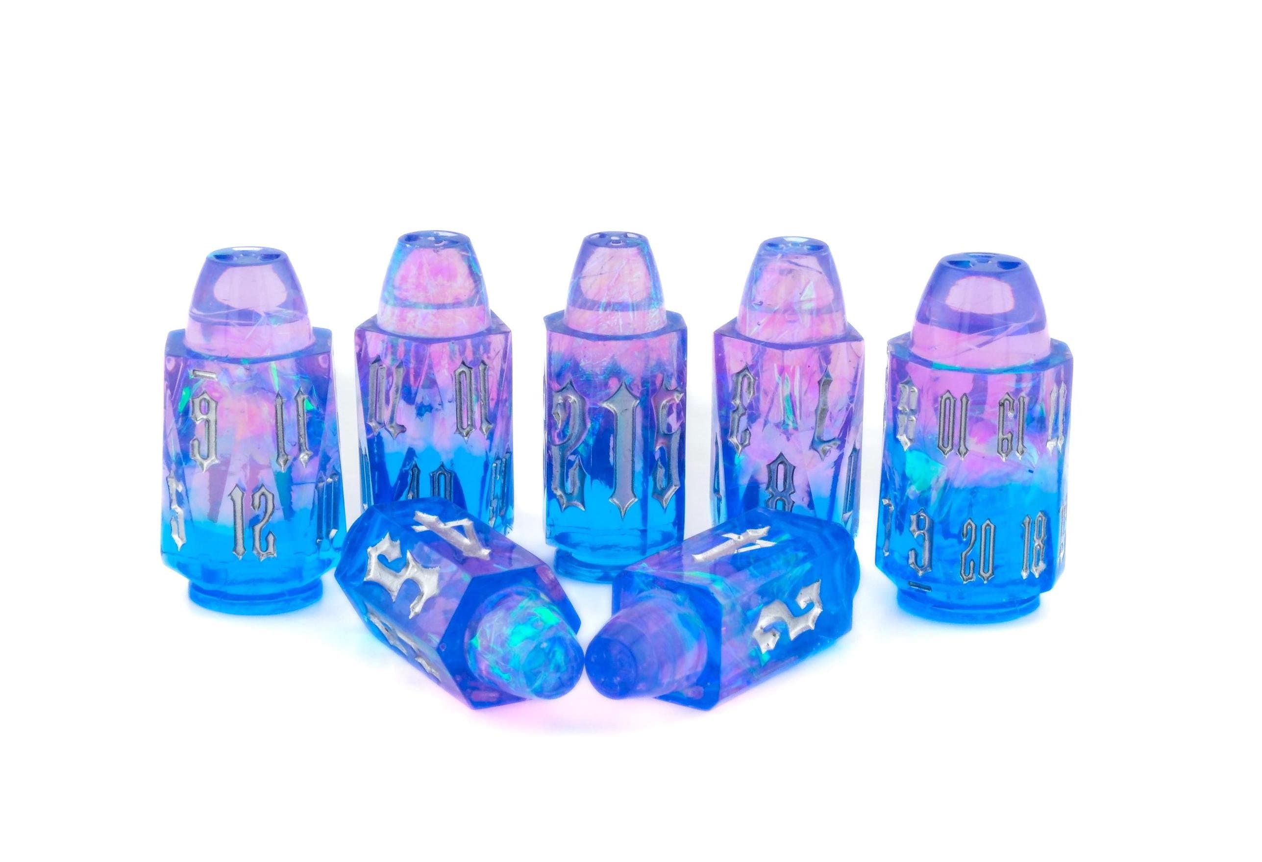 Magician Bullet Dnd Dice | Resin RPG Dice Set | Cosmic Revolver Ammo | Colorful Bullet Dice | Dungeons & Dragons | Tabletop RPG | Nerdy Gift