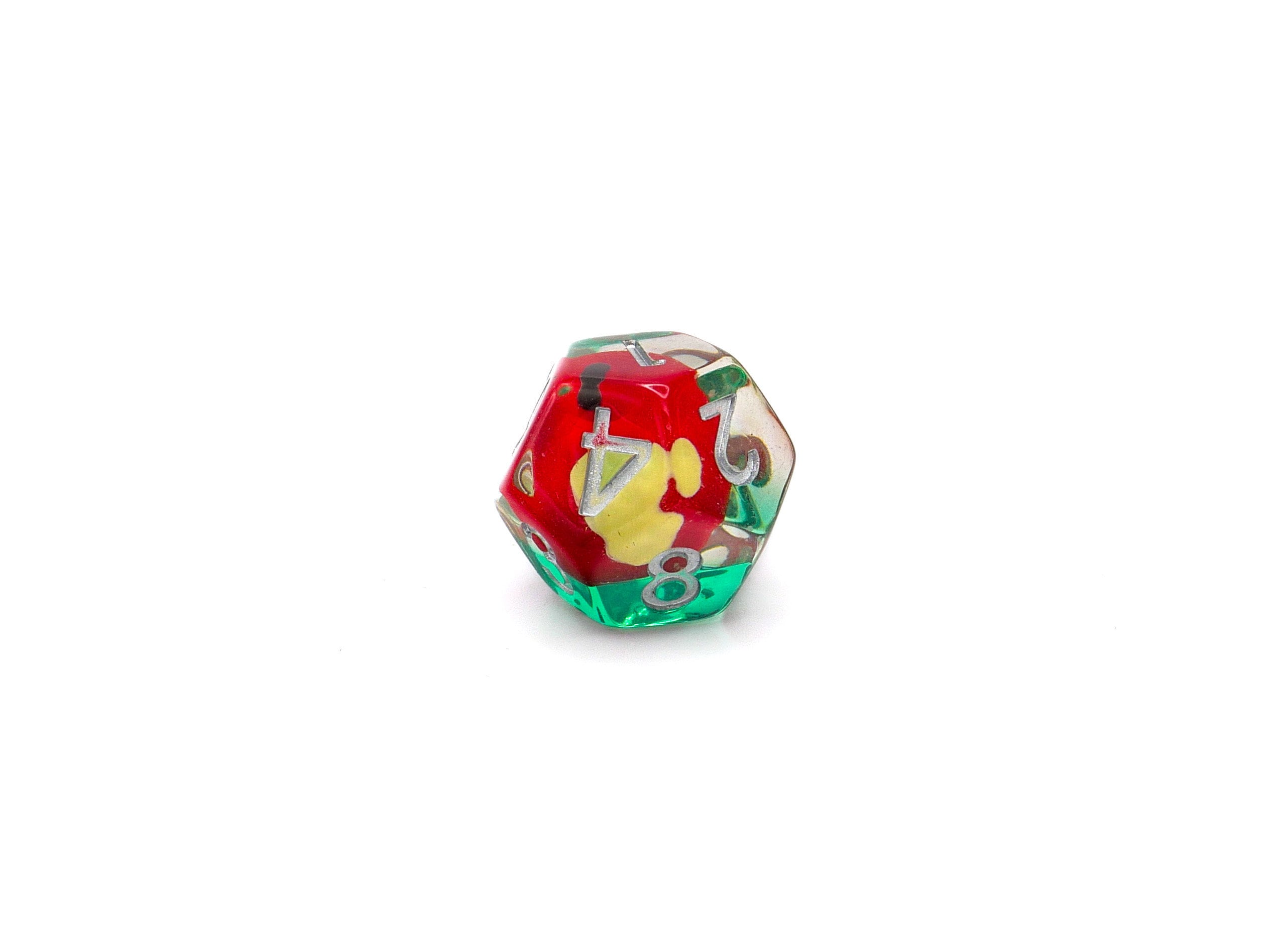 Apple Resin DnD Dice Set: 7 Piece Bitten Fruit RPG Dice