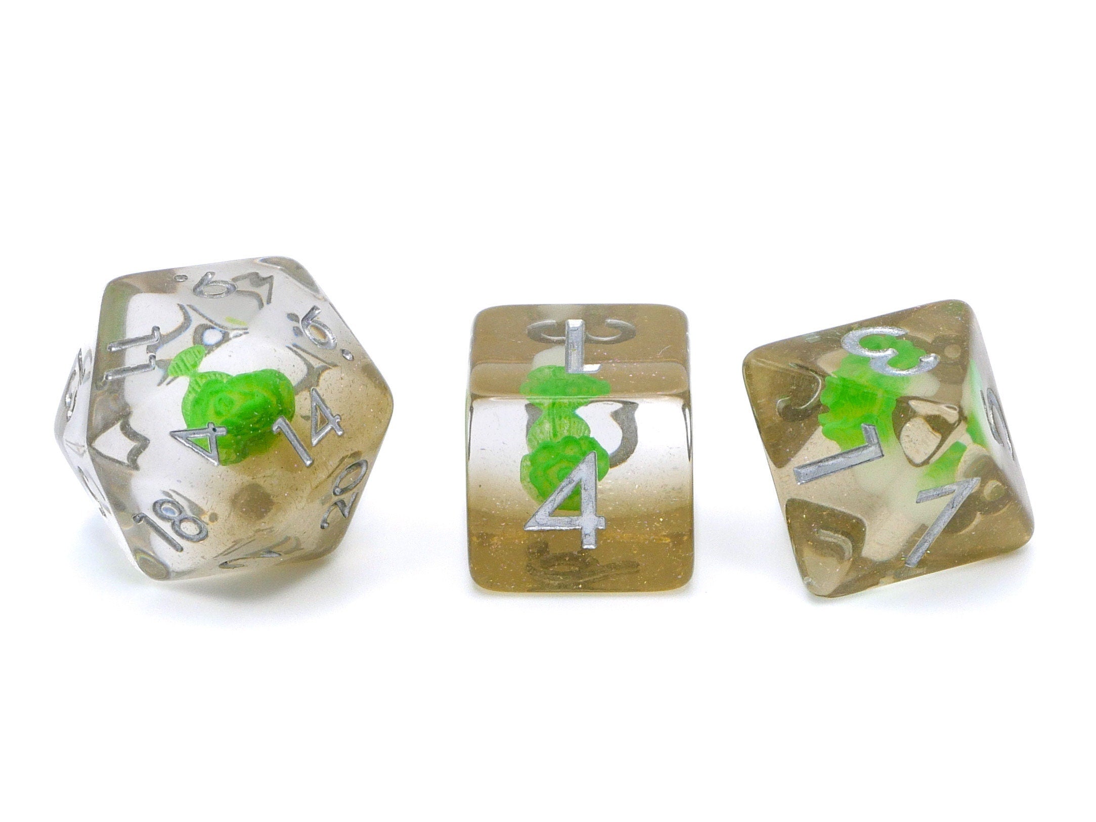 Cabbage Resin DnD Dice Set: 7 Piece Vegetable RPG Dice