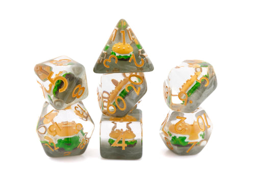 Burger Resin DnD Dice Set: 7 Piece Sandwich RPG Dice