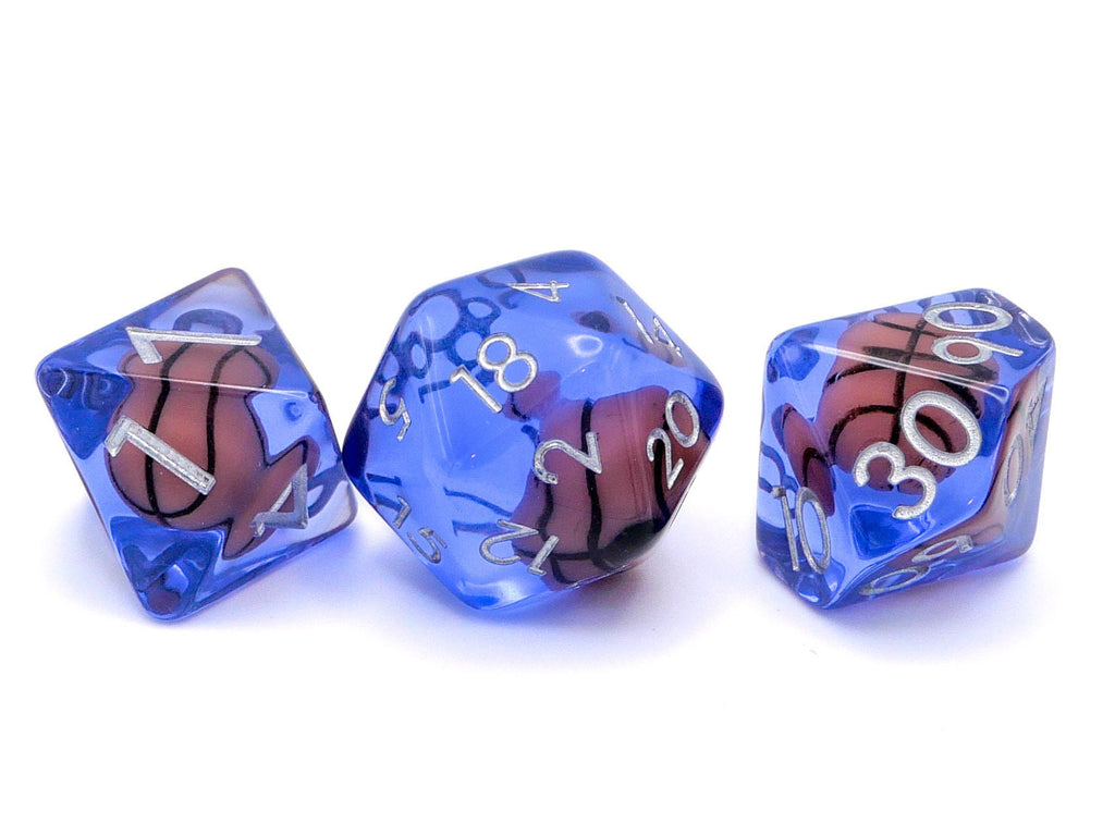 Basketball Resin DnD Dice Set: 7 Piece RPG Dice