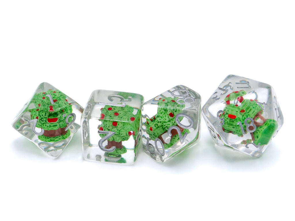 Apple Tree Resin DnD Dice Set: 7 Piece Plant RPG Dice