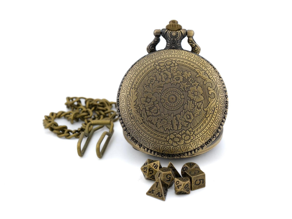 Rogue Pocket Watch Mini DnD Dice Set: 7-Piece Stealthy RPG Locket Dice
