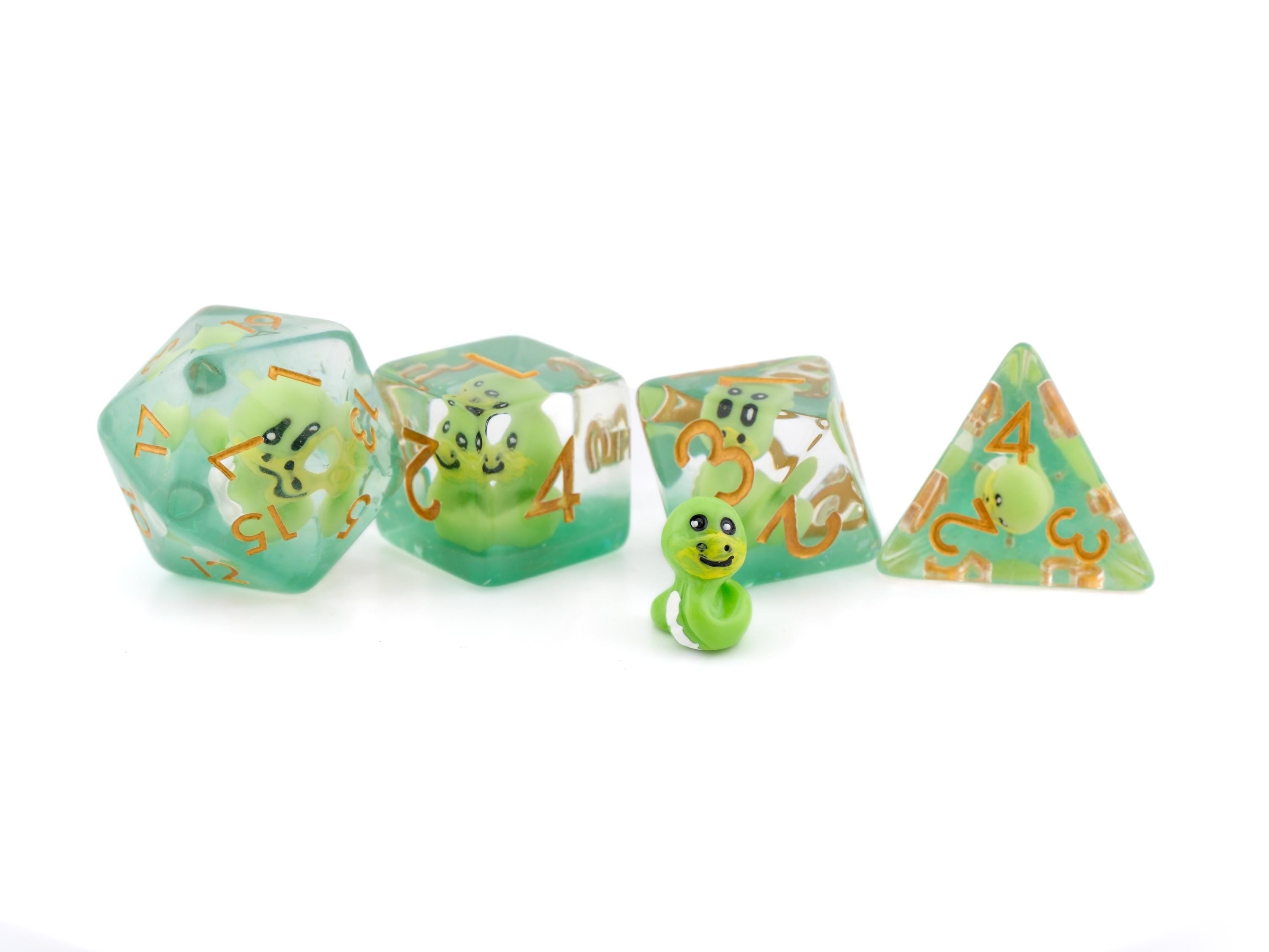Snake Resin DnD Dice Set: 7 Piece Venomous Reptile RPG Dice
