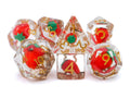 Strawberry Resin DnD Dice Set: 7 Piece Fruit RPG Dice
