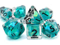 Teal Iceberg DnD Dice Set: 7 Piece Glitter Resin RPG Dice