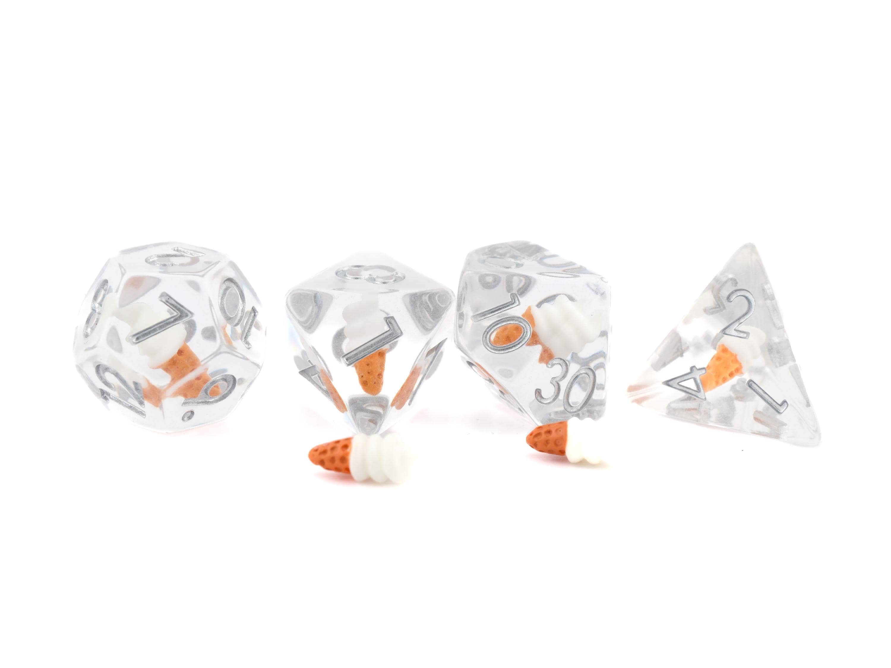 Ice Cream Resin DnD Dice Set: 7 Piece Dessert RPG Dice