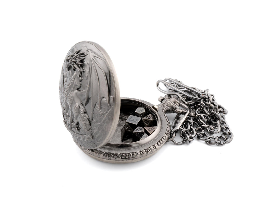 Dragon Pocket Watch DnD Dice Set: Mini Metal RPG Dice