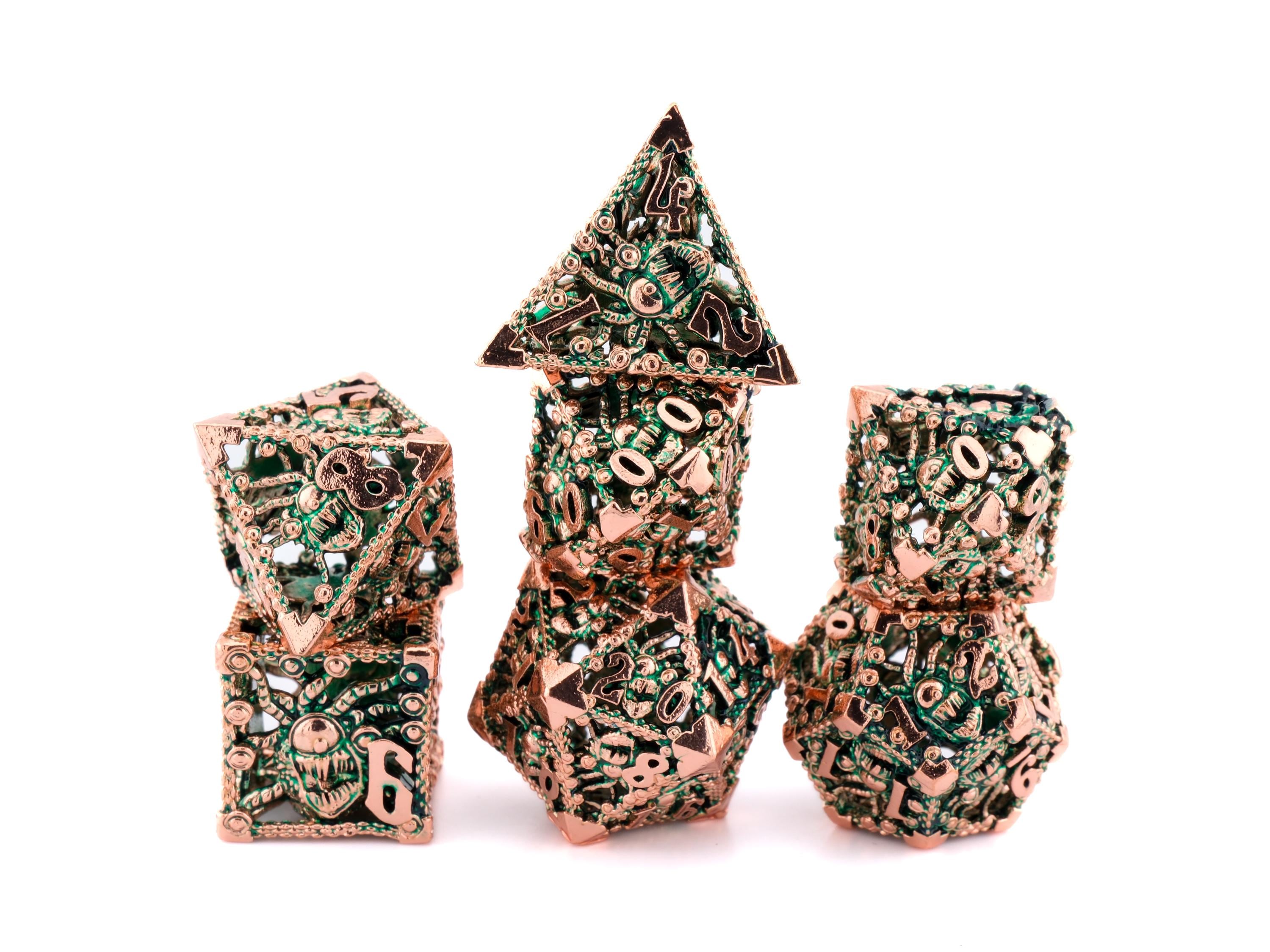 Beholder Hollow Metal DnD Dice Set: 7-Piece Spectator RPG Dice