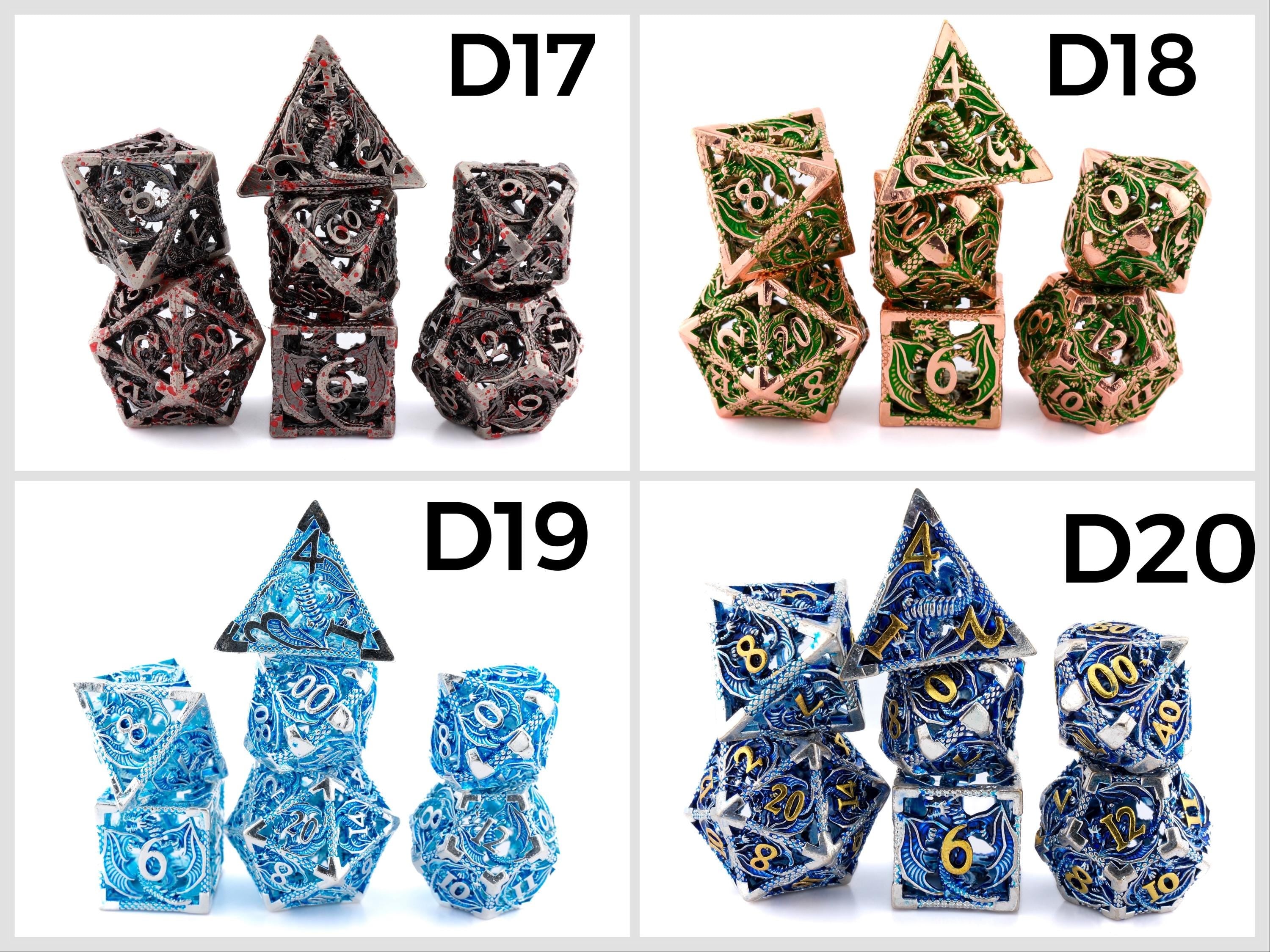 Dragon Hollow Metal DnD Dice Set: 7 Pieve Wyvern RPG Dice