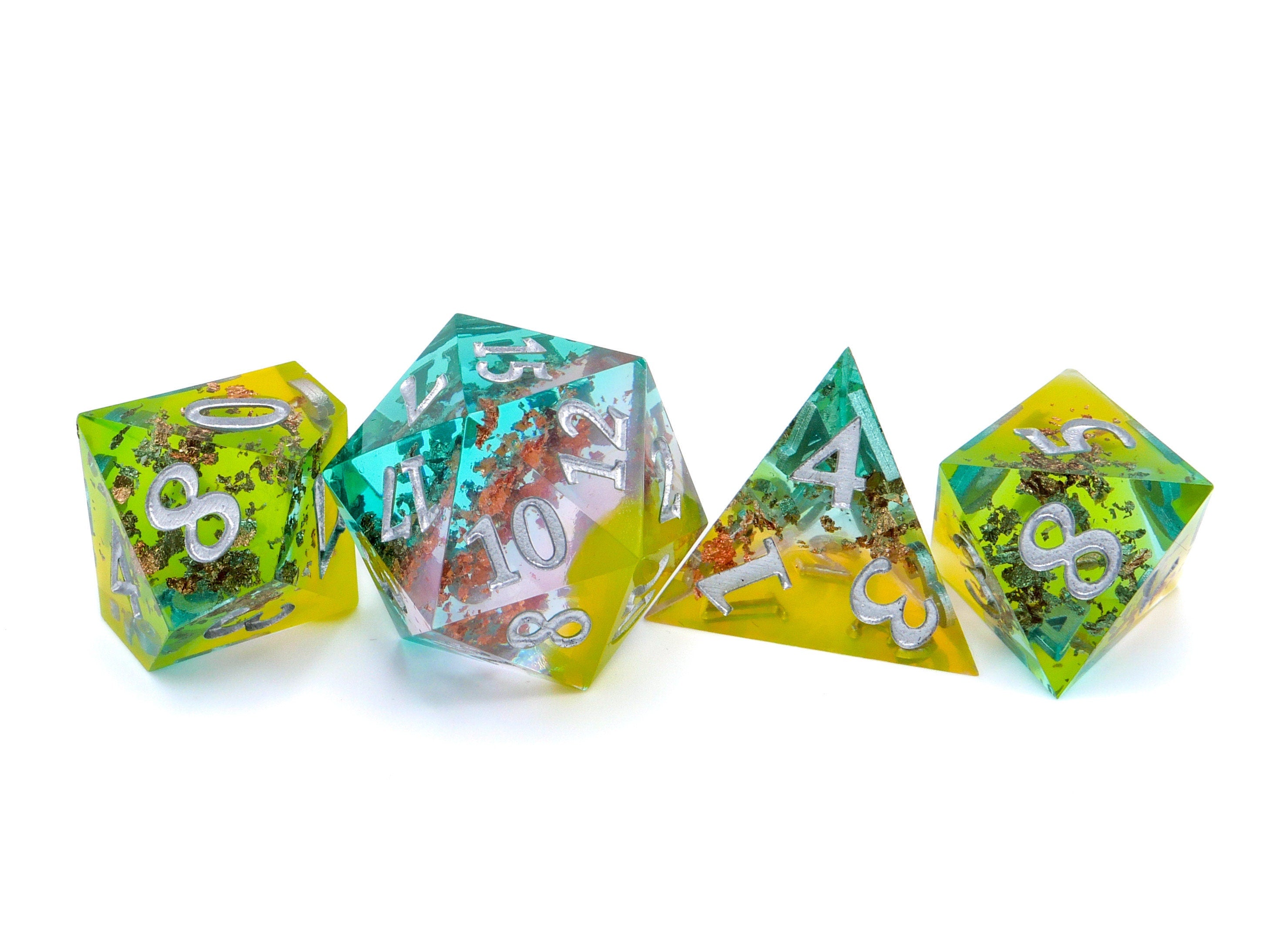 Nature's Bliss Sharp Edge Resin DnD Dice Set: 7 Piece RPG Dice