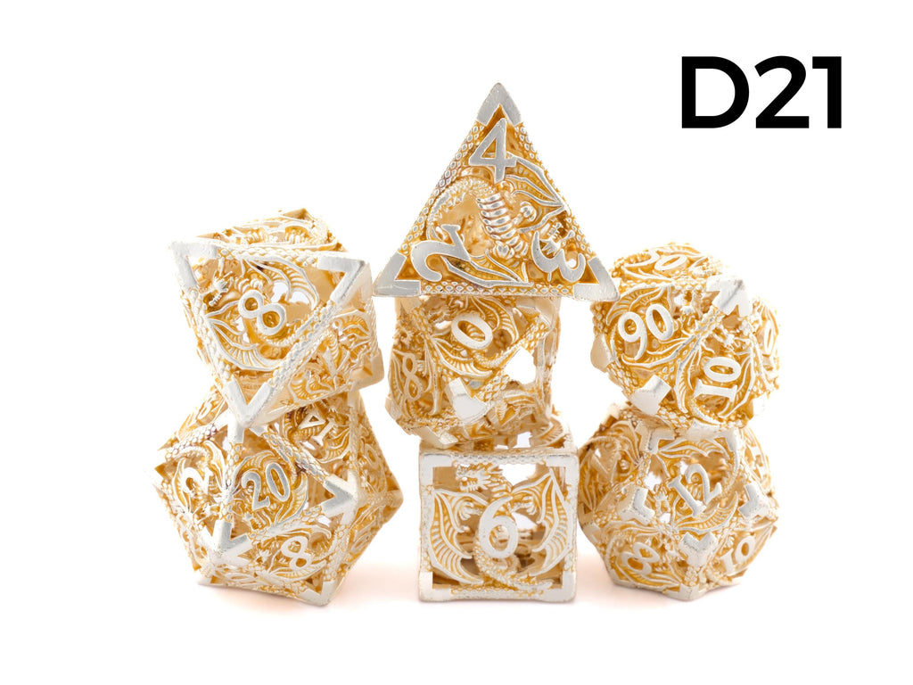 Dragon Hollow Metal DnD Dice Set: 7 Pieve Wyvern RPG Dice