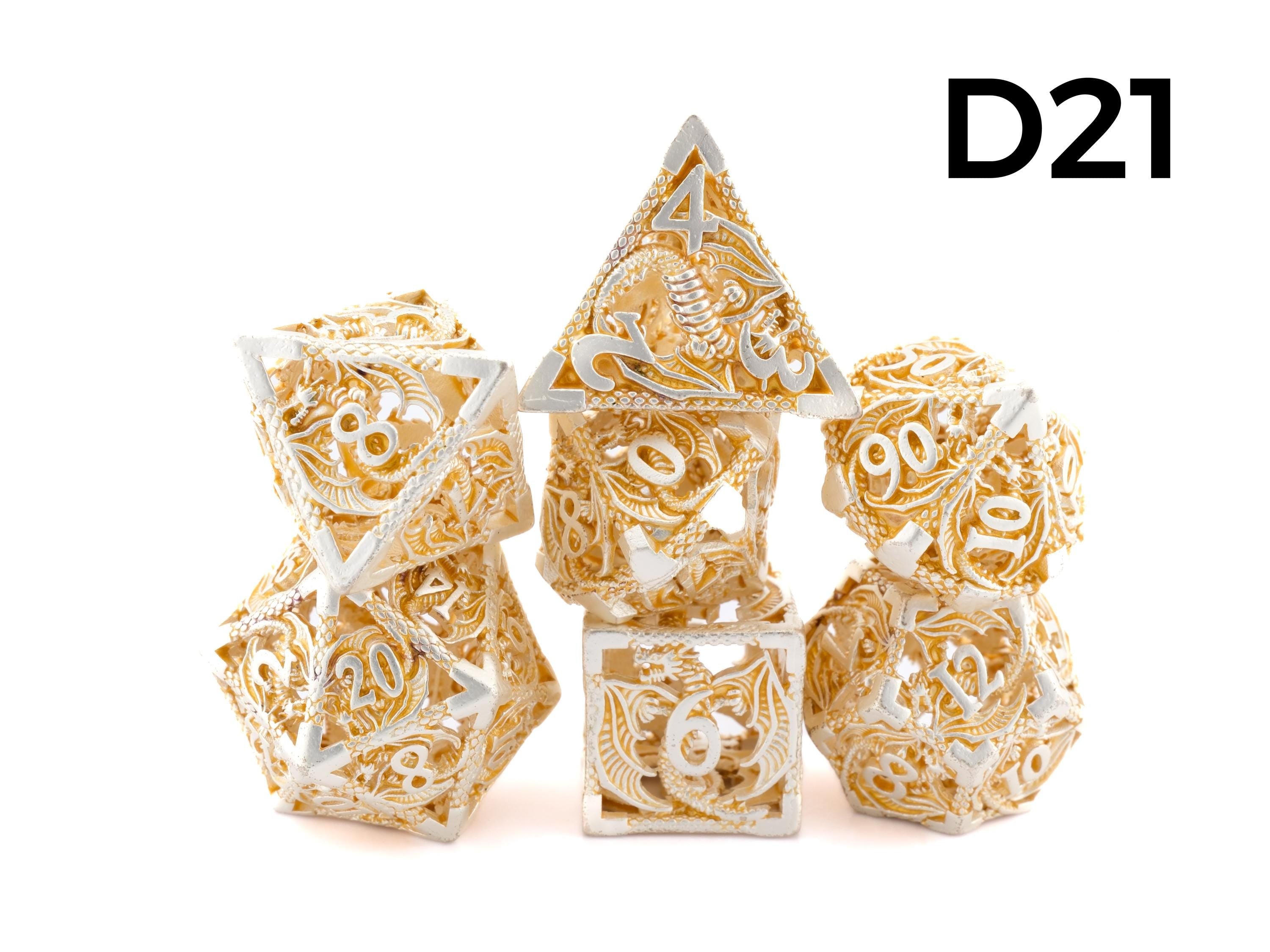Dragon Hollow Metal DnD Dice Set: 7 Pieve Wyvern RPG Dice