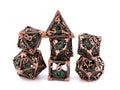 Devil's Eye Hollow Metal DnD Dice Set: 7 Piece Gemstone Infused RPG Dice