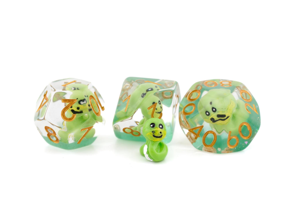 Snake Resin DnD Dice Set: 7 Piece Venomous Reptile RPG Dice