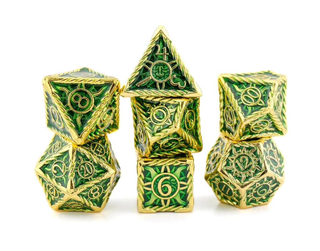 Sun Metal DnD Dice Set: 7-Piece Colorful RPG Dice for Dungeons and Dragons