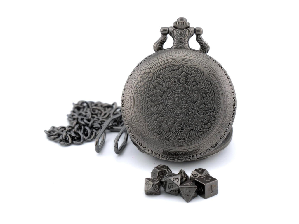Rogue Pocket Watch Mini DnD Dice Set: 7-Piece Stealthy RPG Locket Dice