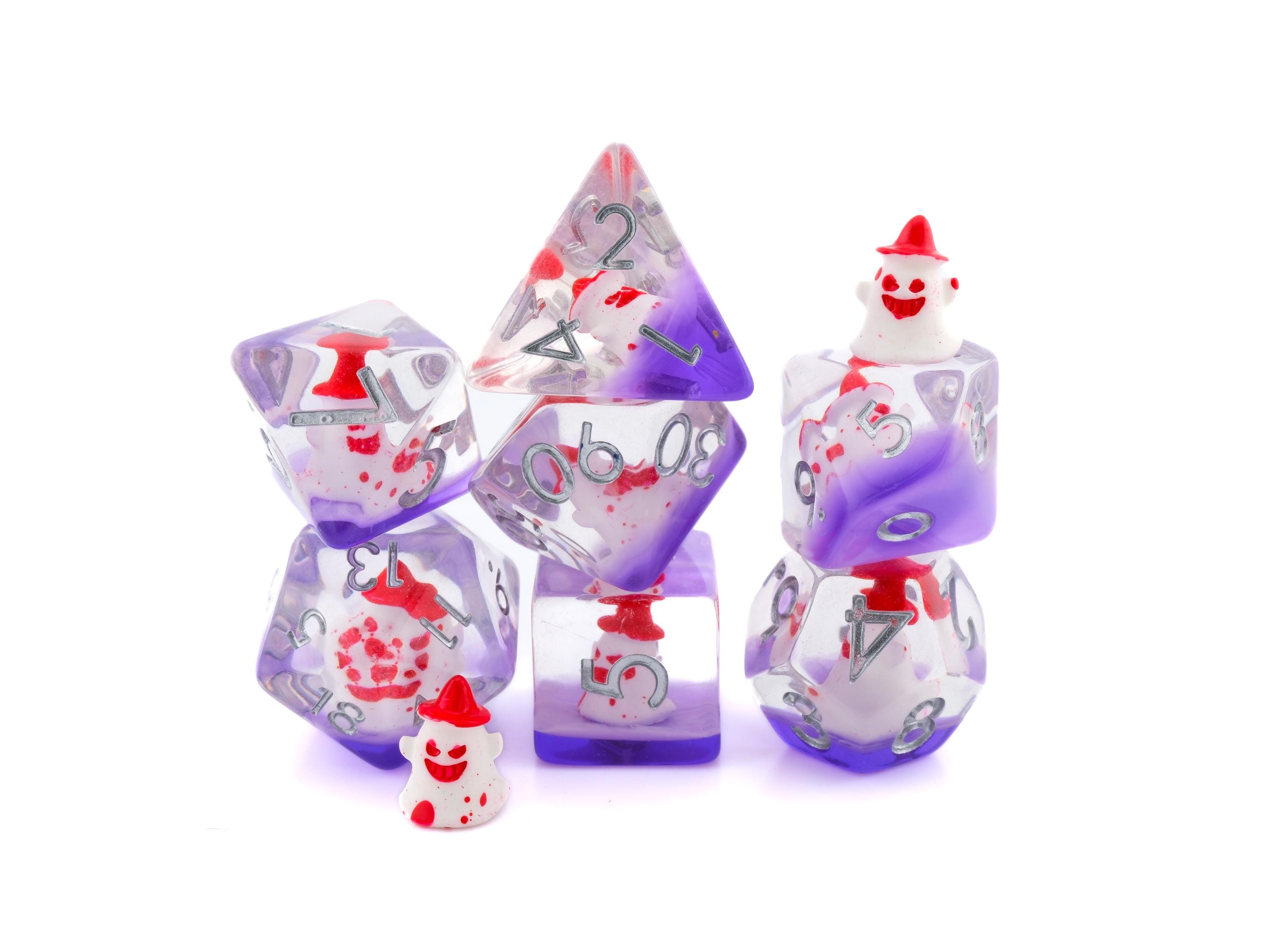 Ghost Resin DnD Dice Set: 7 Piece Spirit RPG Dice