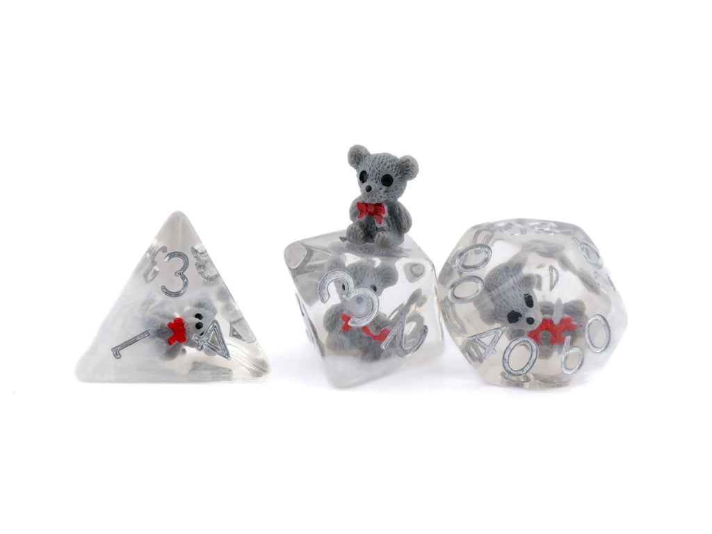 Teddy Bear Resin DnD Dice | 7 Piece Dice Set | Cute Fluffy Bear | Forest Animal Dice | Dungeons & Dragons | Tabletop RPG | Nerdy Gamer Gift