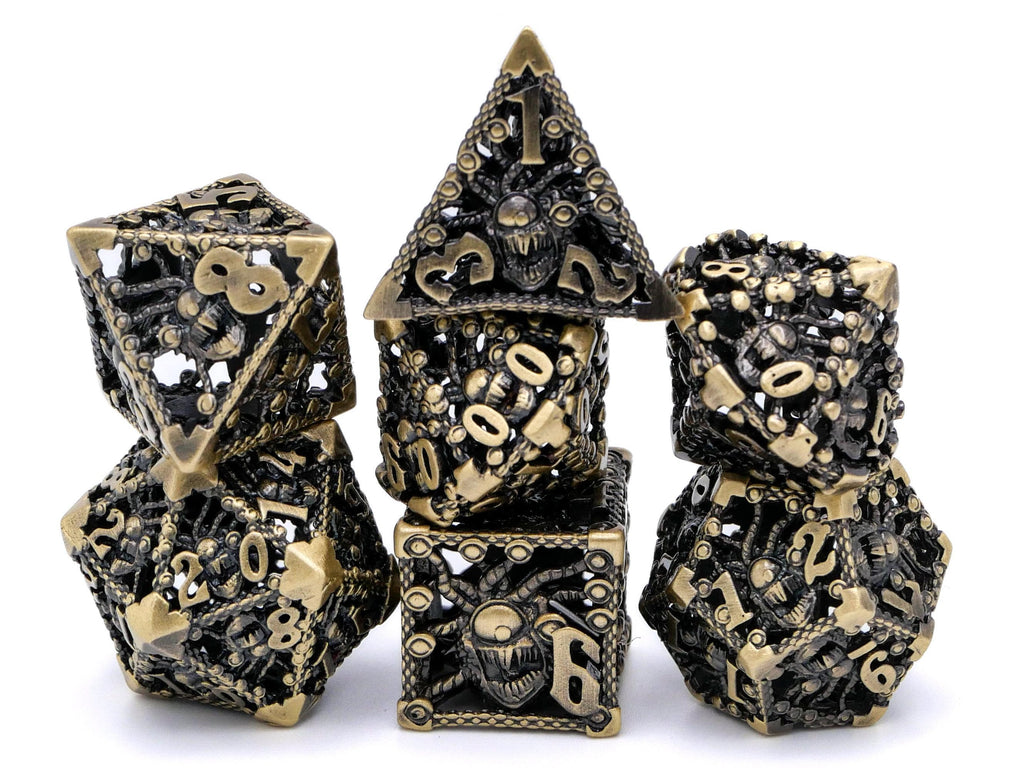 Beholder Hollow Metal DnD Dice Set: 7-Piece Spectator RPG Dice