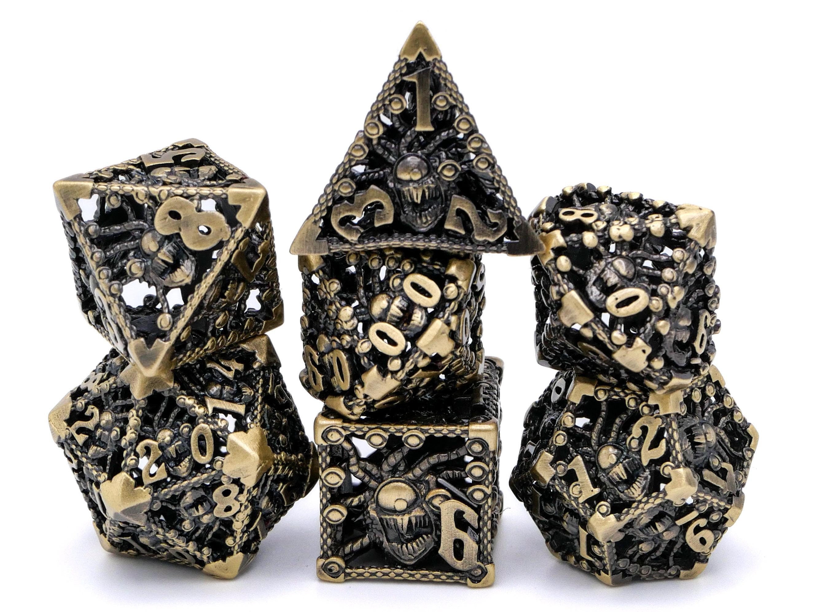 Beholder Hollow Metal DnD Dice Set: 7-Piece Spectator RPG Dice