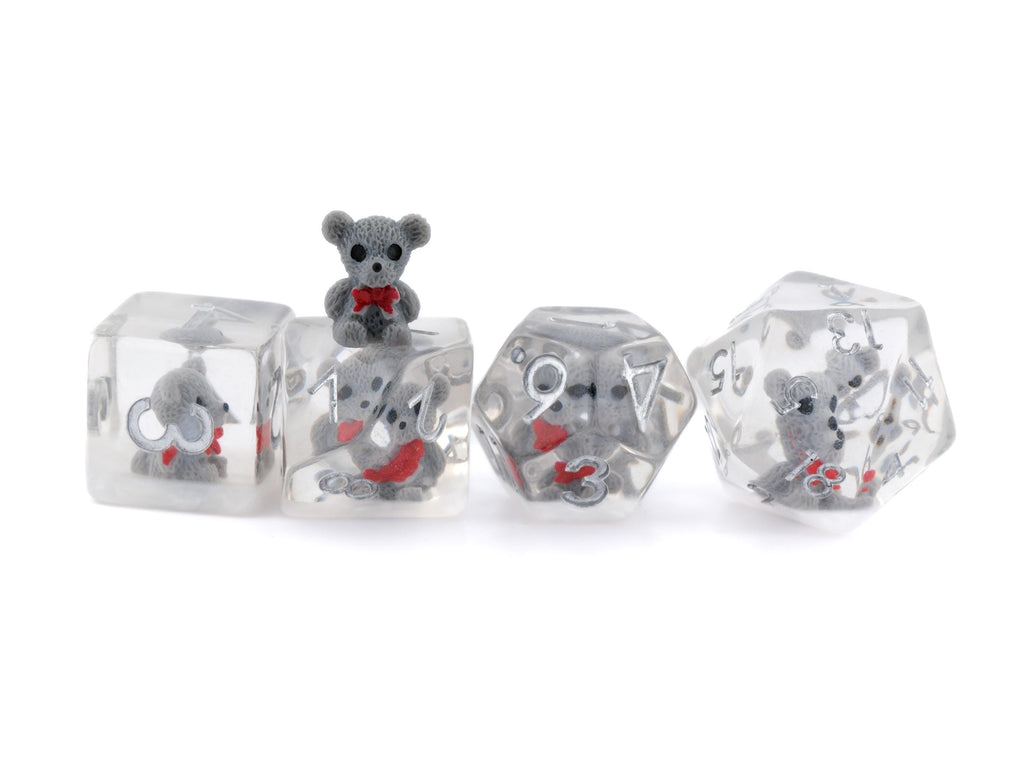 Teddy Bear Resin DnD Dice | 7 Piece Dice Set | Cute Fluffy Bear | Forest Animal Dice | Dungeons & Dragons | Tabletop RPG | Nerdy Gamer Gift