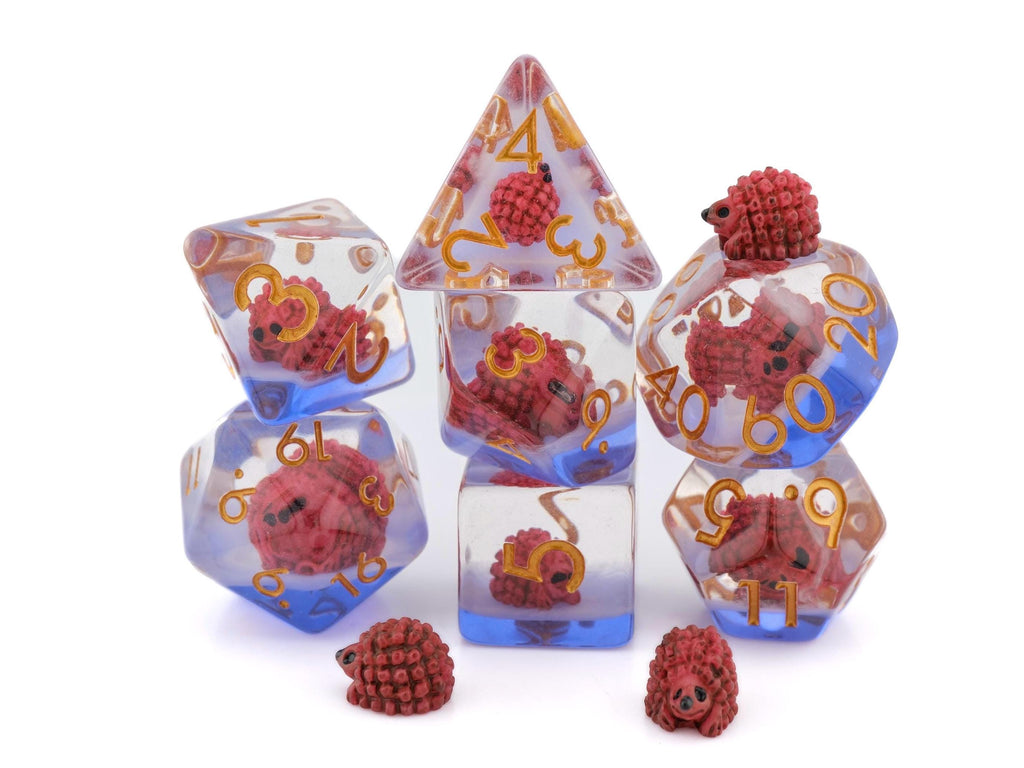 Hedgehog Resin DnD Dice Set: 7 Piece Animal RPG Dice