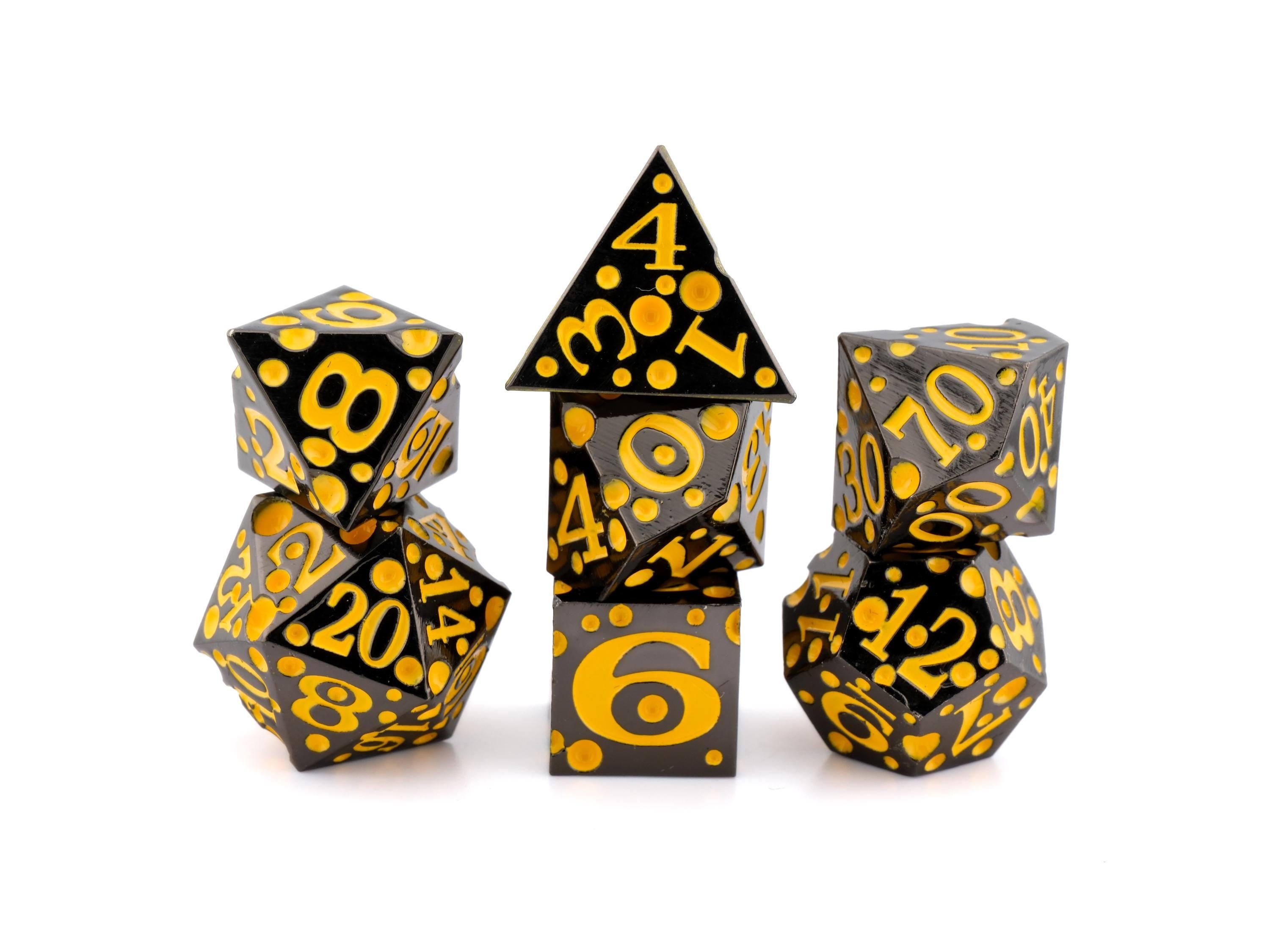 Cheese Metal DnD Dice Set | 7 Piece RPG Dice | Cheese Wheel Dice | Swiss Cheese Dice | Food Dice | Dungeons & Dragons | TTRPG | Gamer Gift