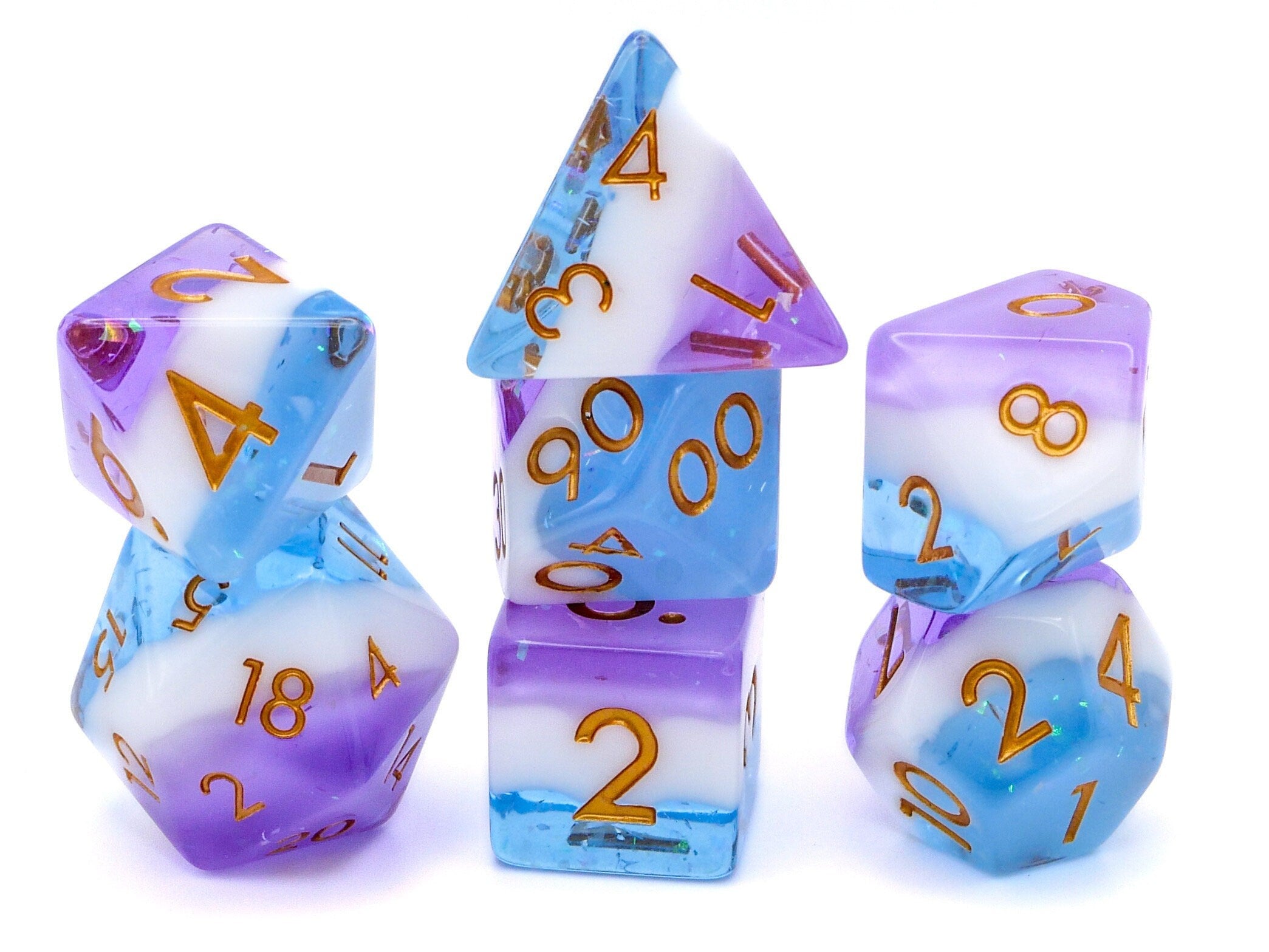 Taffy Swirl Resin DnD Dice Set: 7 Piece RPG Dice