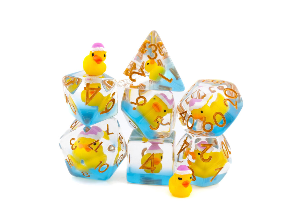 Rubber Duck Resin DnD Dice Set: 7-Piece Bird RPG Dice