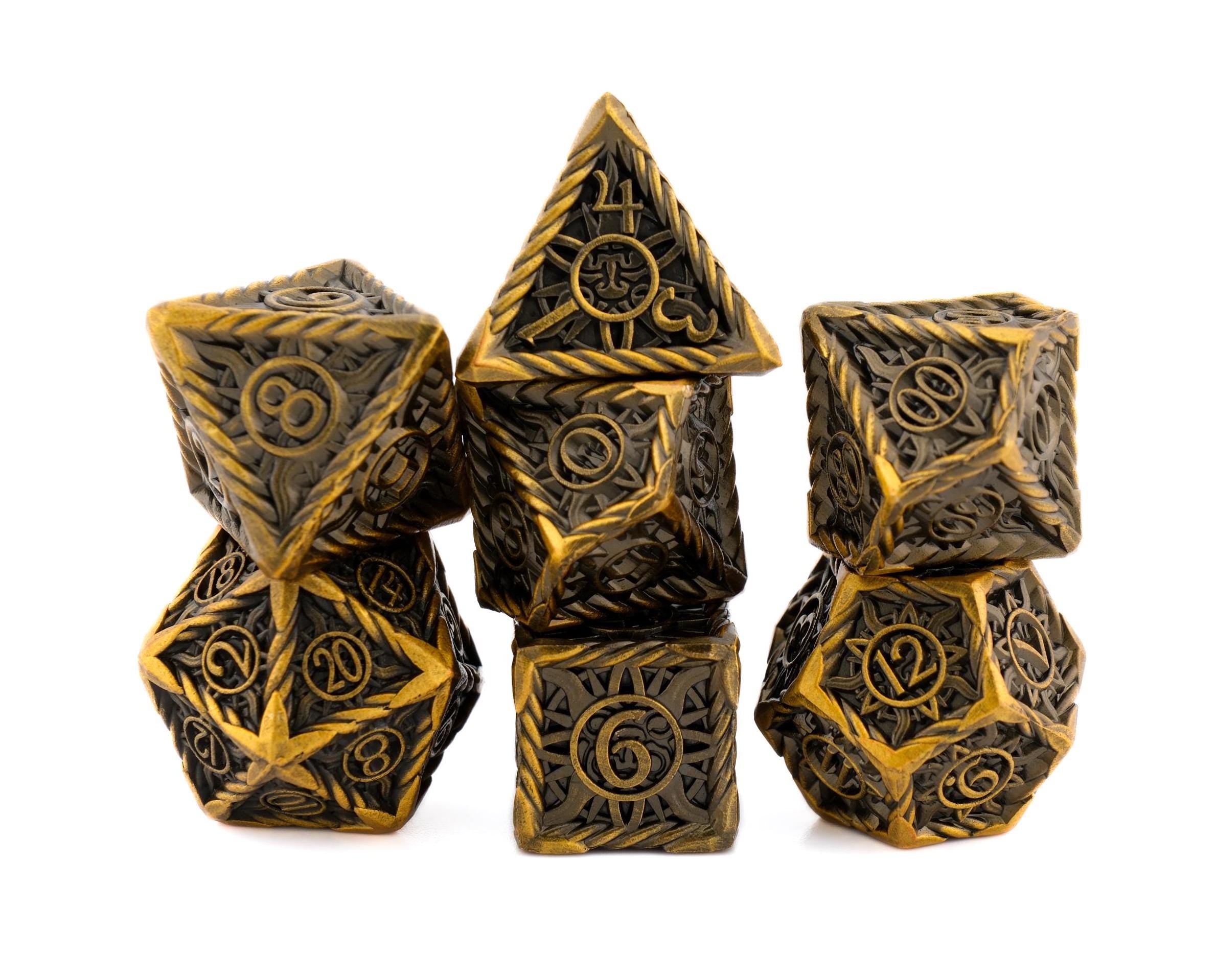 Sun Metal DnD Dice Set: 7-Piece Colorful RPG Dice for Dungeons and Dragons