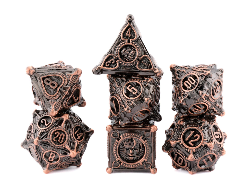 Joker Metal DnD Dice Set: Skull Clown, Playing Card RPG Dice