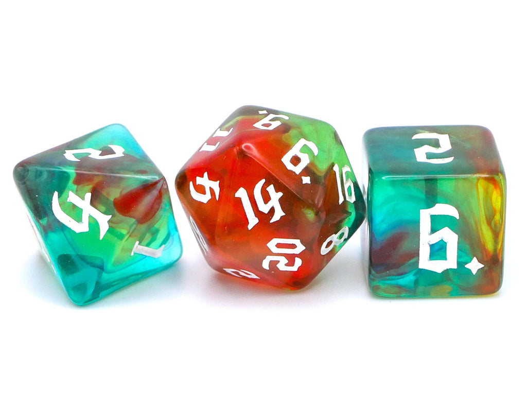 Elemental Spectrum Acrylic DnD Dice Set: 7 Piece RPG Dice