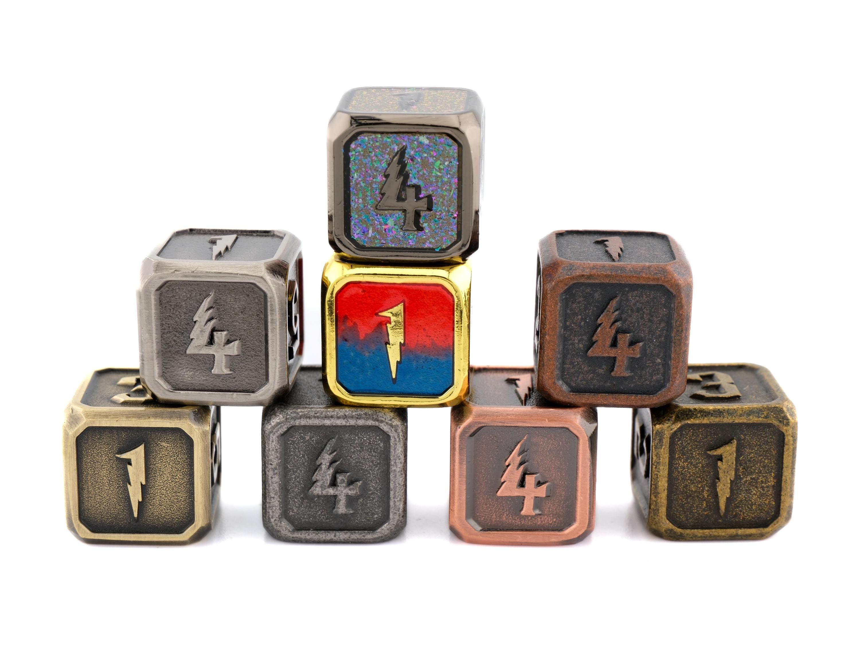 Lightning Metal DnD Dice Set: 7-Piece Heavy RPG Dice