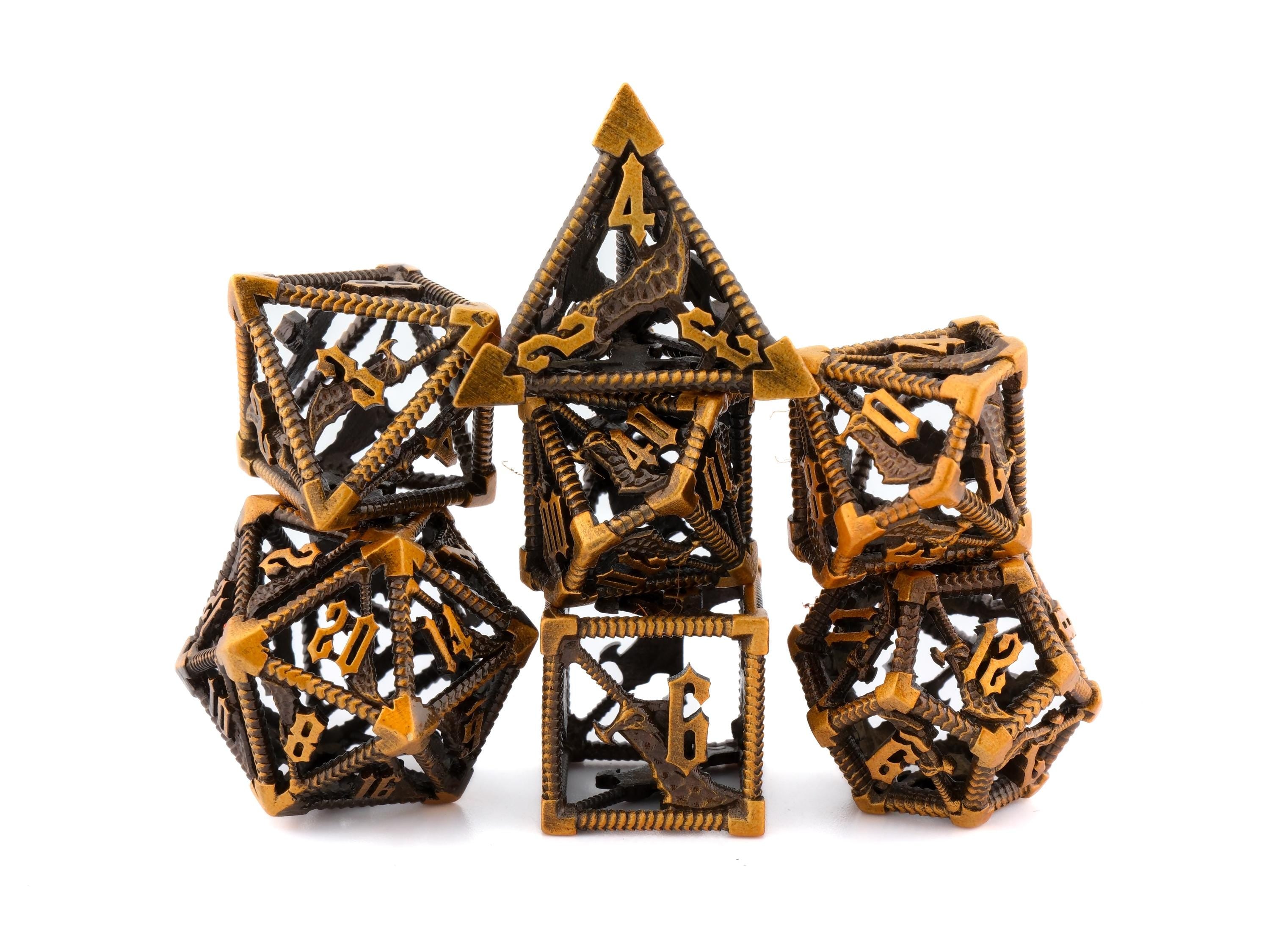 Blades Of Chaos Hollow Metal DnD Dice Set: 7 Piece God Of War RPG Dice